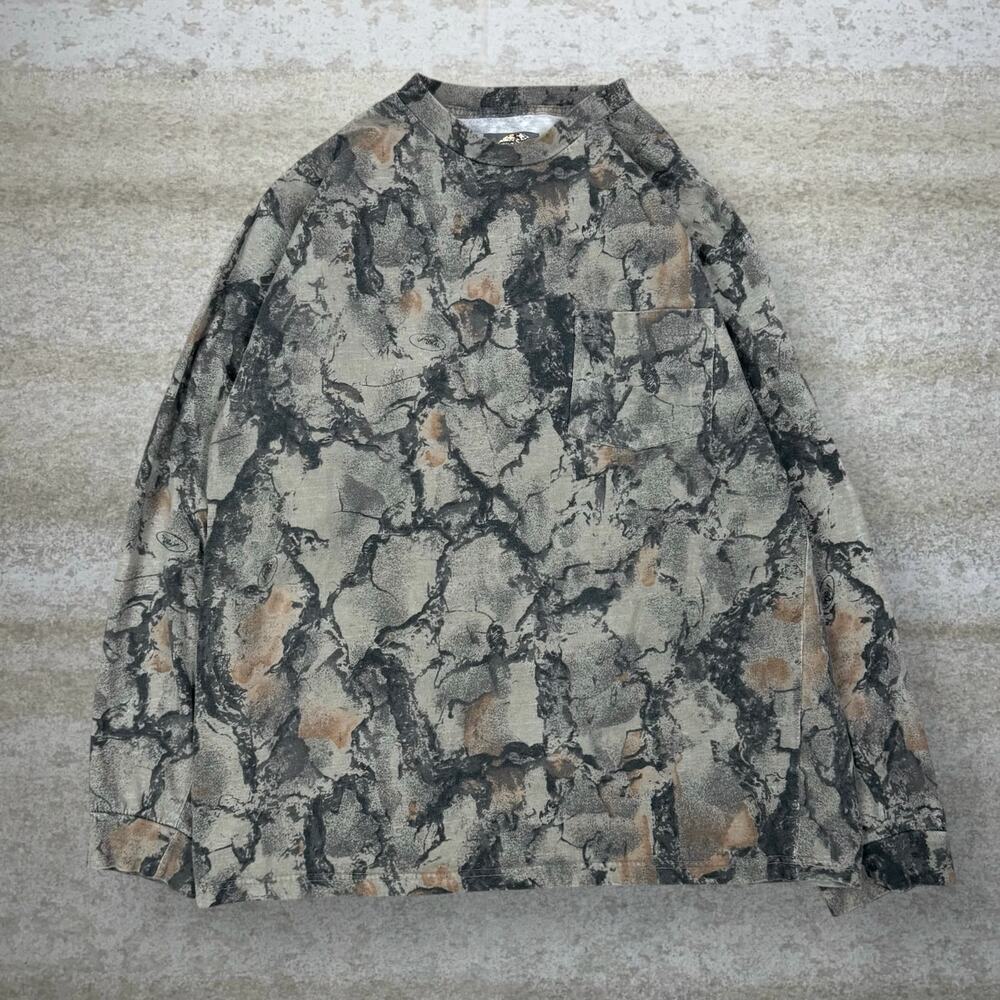 Vintage 90s Natural Gear Hunting Camo Shirt Mens L Woodland Cotton Long Sleeve